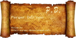 Perger Dénes névjegykártya